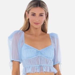 Sunshine Crop Top in Light Blue For Love & Lemons